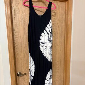 New INC International Concepts Crystal Beaded Tie Dye Black/White Maxi Dress. 1X